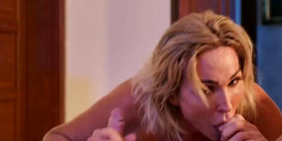 Two horny dudes are fucking slutty blonde stepmom Aubrey Black