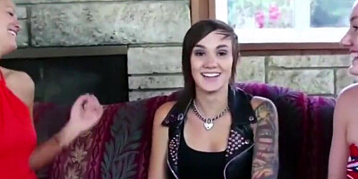 Lesbian Teen Stepsisters Family Threesome with Hot Cousin