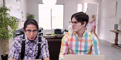 Beautiful Sexy Teen Besties Swap And Swallow Their Step Brothers Hot Jizz In The Living Room