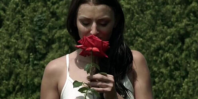 Beautiful brunette doll enjoys deep anal dicking outdoors