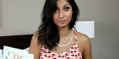 Latina bombshell gets naked and fucks in the hotel room