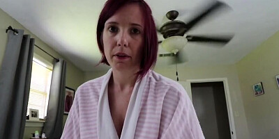 Busty redhead girl sucks a hard cock and rides it like a dirty cowgirl