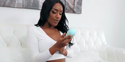 Aroused black hussy can't get enough of her white boyfriend and his big prick