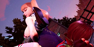 3D cartoon shows busty blonde giving footjob and getting fucked