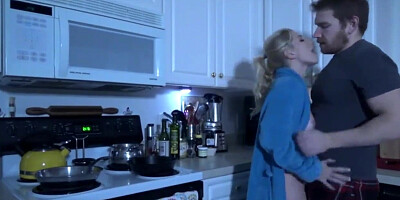 Blonde MILF Ashley Fires is groped and fucked in the kitchen