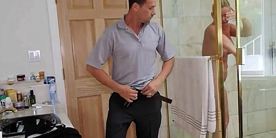 Daughter Fucks Step-Dad While Step Mom Showers