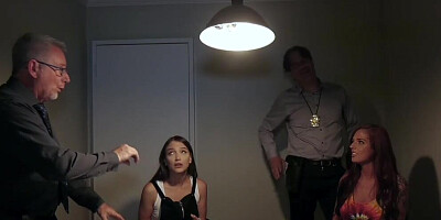 Scarlett Mae & Izzy Lush are fucked in an interrogation room