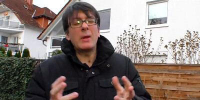 Skinny German girl is banging a middle-aged man with glasses