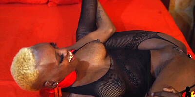 Short-haired black girl is handcuffed and fucked by a master