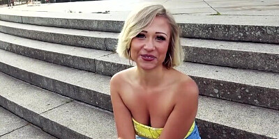 POV blonde sweetheart was approached by a stranger for sex in public