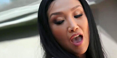 Asian harlot loves taking big white cock in both her pussy and ass