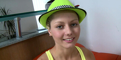 Sweet teen babe dildos in front of the camera her wet and juicy twat