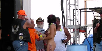 Amateur women are displaying their natural boobs in a topless competition