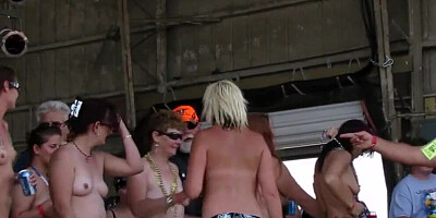 Amateur women are displaying their natural boobs in a topless competition