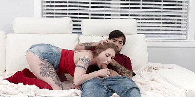 Stunning Redhead Stepsister Lets Her Stepbrother Pound Her