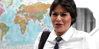 Italian language big boobs professor having her pussy fucked by a bratty student nerd