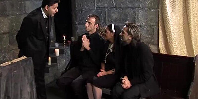 Two sluts are getting religious and came for a conversion