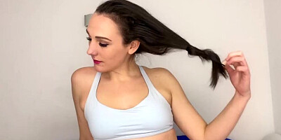 Splendid brunette Clara talks dirty while playing with her pussy