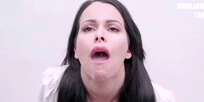 Brunette cougar shows her dick sucking skills and gets messy facial