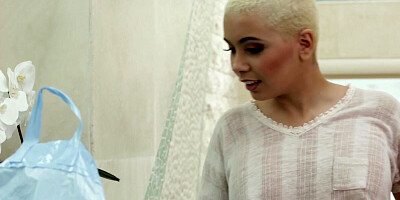 Short-haired MILF is using her big boobs and mouth for making the cock hard