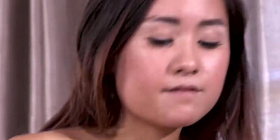 Asian doll loves giving oral pleasure to her white boy after a relaxing massage