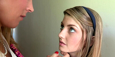 Naughty blonde professor is spanking and dominating that submissive schoolgirl