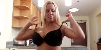 Big tits blonde stepmom takes care of a boner
