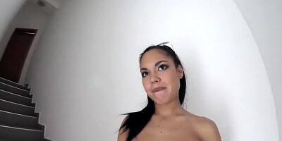 Public Agent Apolonia Lapiedra Fucked on Stairs as Boyfriend Waits