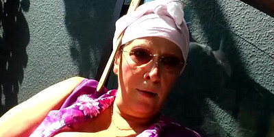 Busty grandma sucks that pecker and fucks like a dirty slut