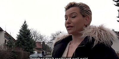Splendid blonde Subil Arch agrees to fuck an agent for some cash