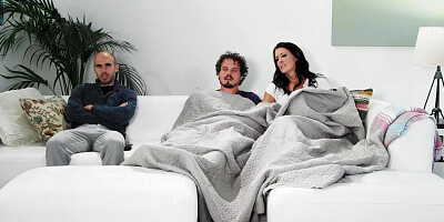 Slutty MILF Reagan Foxx fucks with stepson next to cuckold husband