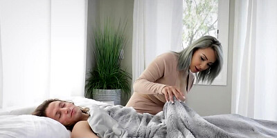 Young man is cool boy going to be thanked with sex by his stepmom