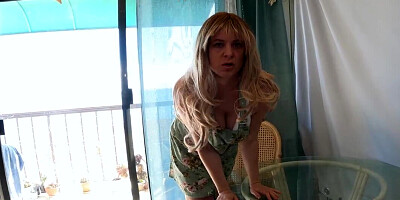 He tricks the thick blonde MILF into giving him a BJ