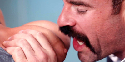 Voluptuous college girl has fun with her manly teacher