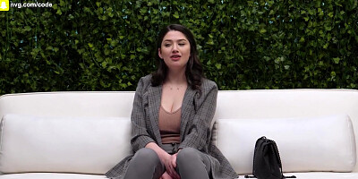 Dark-haired teen with big tits fucked at casting