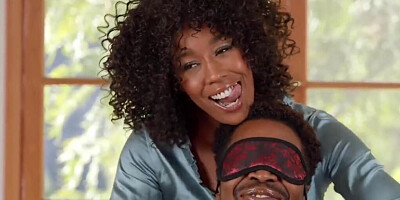 Ebony teen shares big black cock with horny stepmom