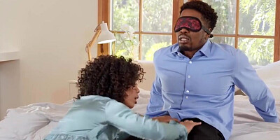 Ebony teen shares big black cock with horny stepmom