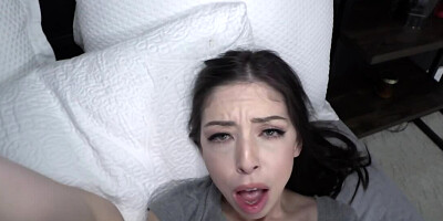 Brunette helps stepbrother obtain experience letting fuck pussy