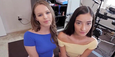 Tiny Latin Teen Step Sister and her BFF Swap Step Brother's Creampie