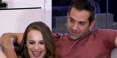 Beautiful babe Jillian Janson is being visited by two horny guys