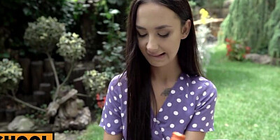 Horny Russian student Freya Dee spreads her cunt for this phallus