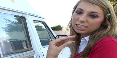 WATCH BLONDE BABE RIDES A HUGE HARD COCK TO A MOUTH