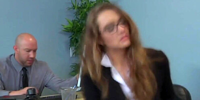 Ravishing secretary is having a quick shag with her horny co-worker