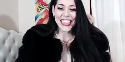 Big tits camgirl is teasing fellows and giving JOI while in a fur coat