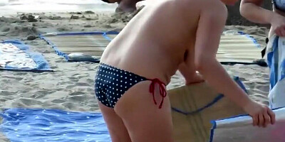 Real voyeur beach amateur fat tits topless milfs video