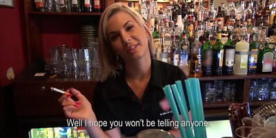 Gorgeous Blonde Bartender is Talked into having Sex at Work