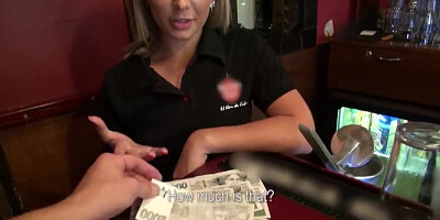 Gorgeous Blonde Bartender is Talked into having Sex at Work