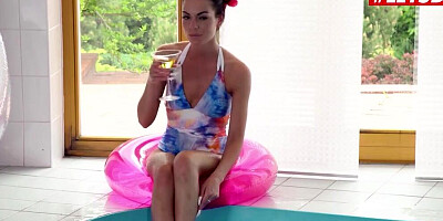 Horny Brunette Girl Is Being Fucked in the Swimming Pool