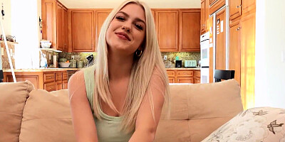 Naturally busty blonde girl is riding that huge fat cock