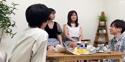 Two Asian cuties are having 4some with two horny classmates